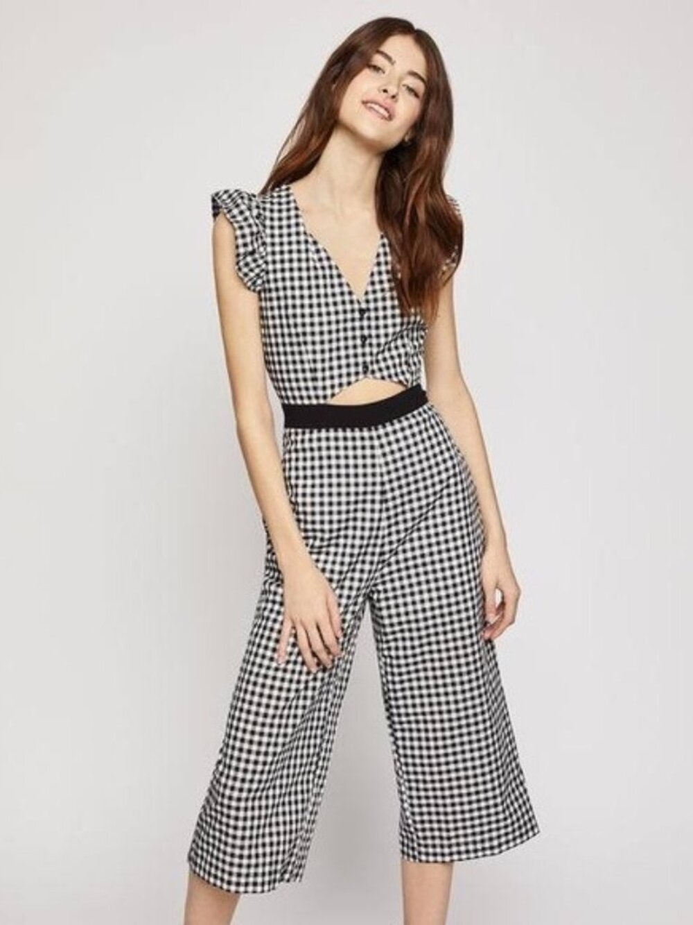 BCBG -Gingham Cropped Jumpsuit